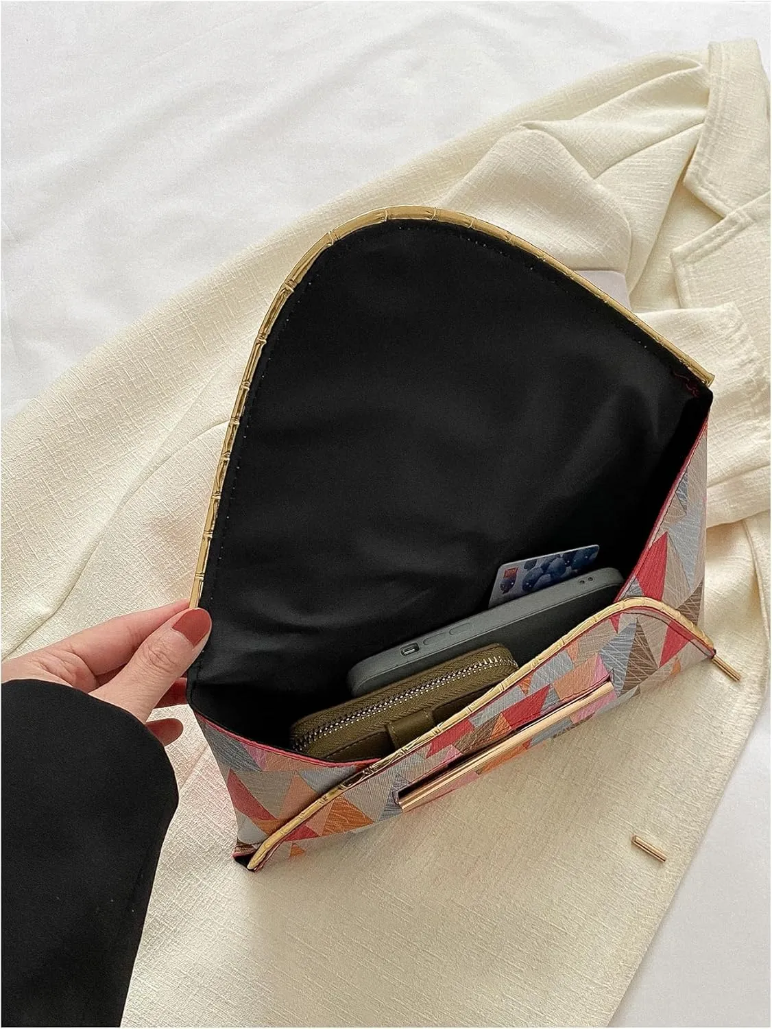 Verdusa Women's Envelope Clutch Purse Evening Bags Geo Print Flap Handbags