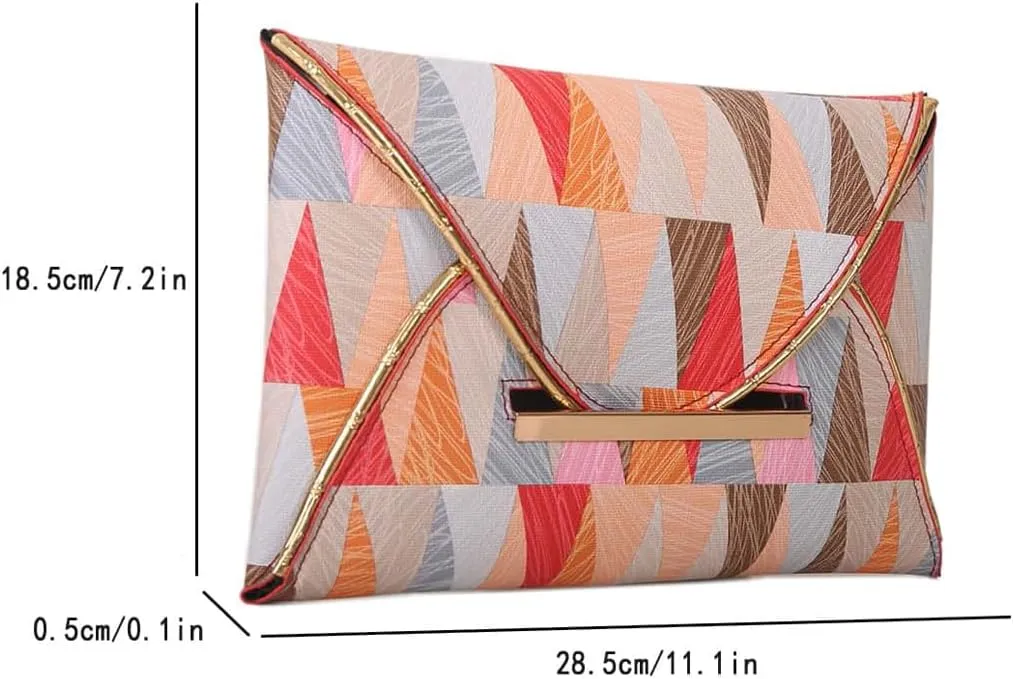 Verdusa Women's Envelope Clutch Purse Evening Bags Geo Print Flap Handbags