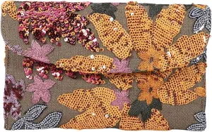Verdusa Women's Floral Embroidery Sequin Evening Clutch Bags Party Purses