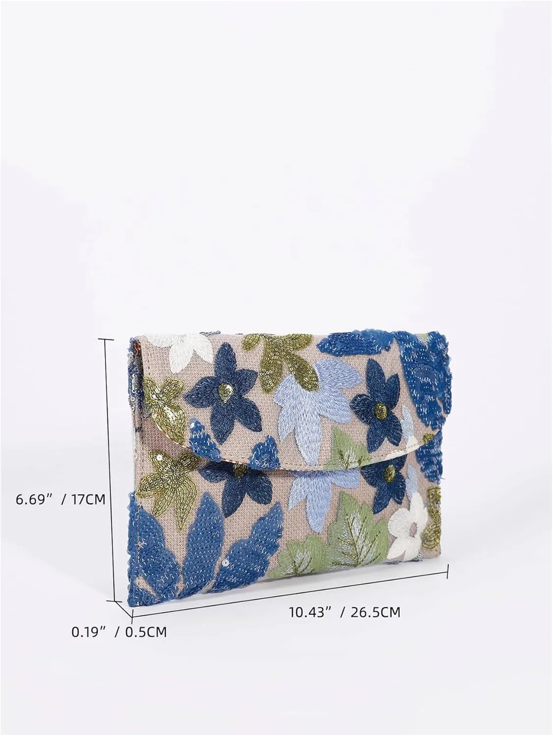 Verdusa Women's Floral Embroidery Sequin Evening Clutch Bags Party Purses