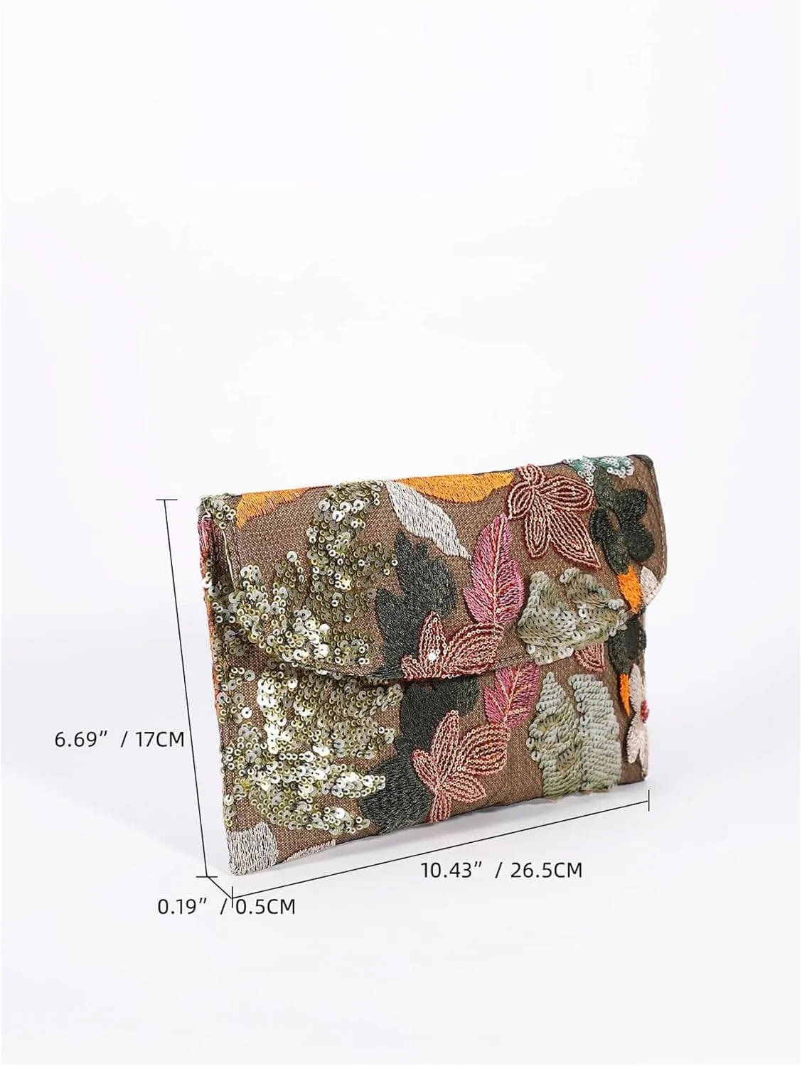 Verdusa Women's Floral Embroidery Sequin Evening Clutch Bags Party Purses