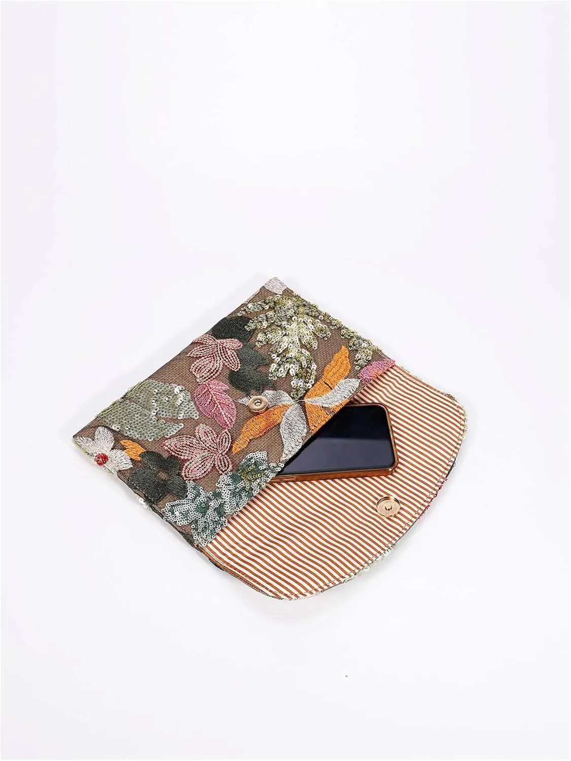Verdusa Women's Floral Embroidery Sequin Evening Clutch Bags Party Purses