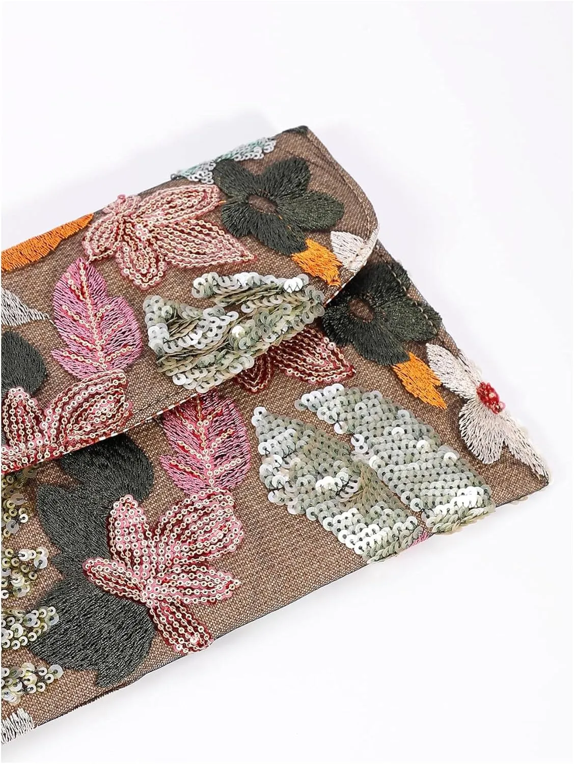 Verdusa Women's Floral Embroidery Sequin Evening Clutch Bags Party Purses