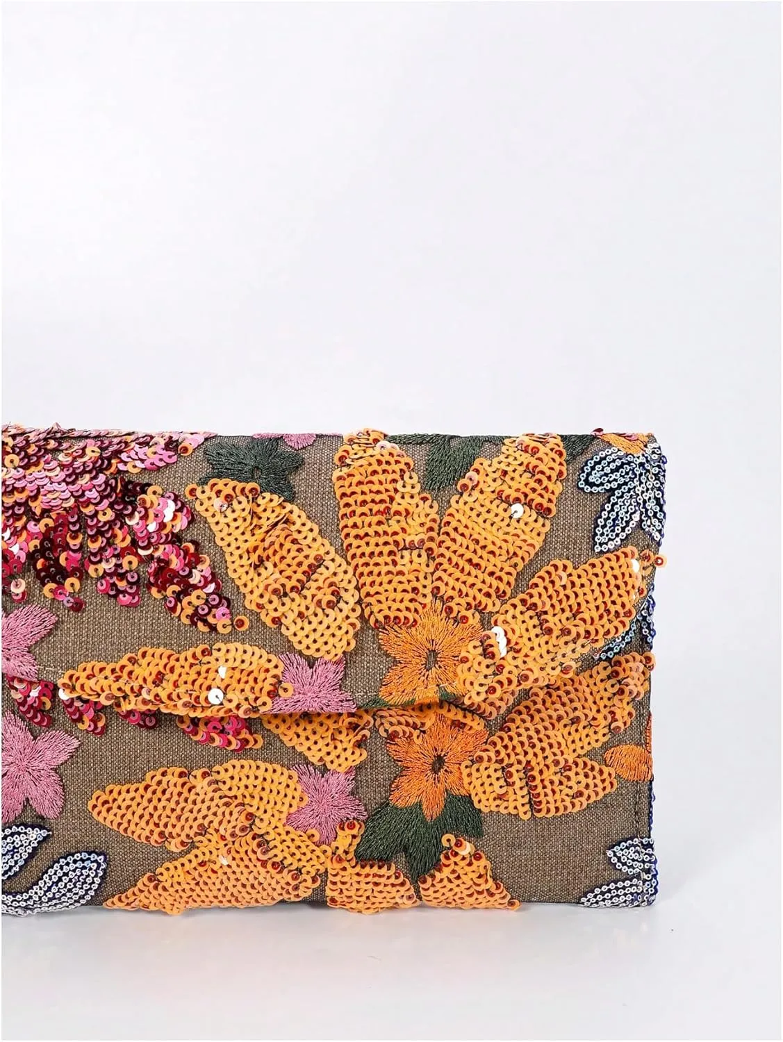 Verdusa Women's Floral Embroidery Sequin Evening Clutch Bags Party Purses