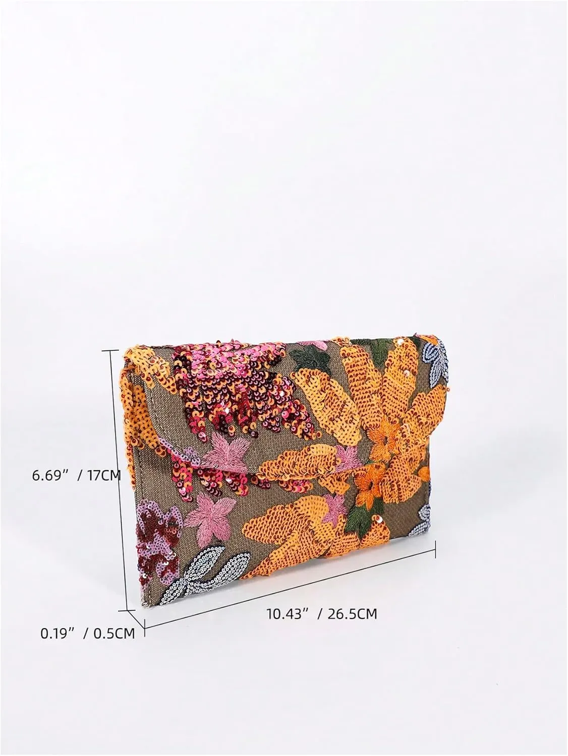 Verdusa Women's Floral Embroidery Sequin Evening Clutch Bags Party Purses