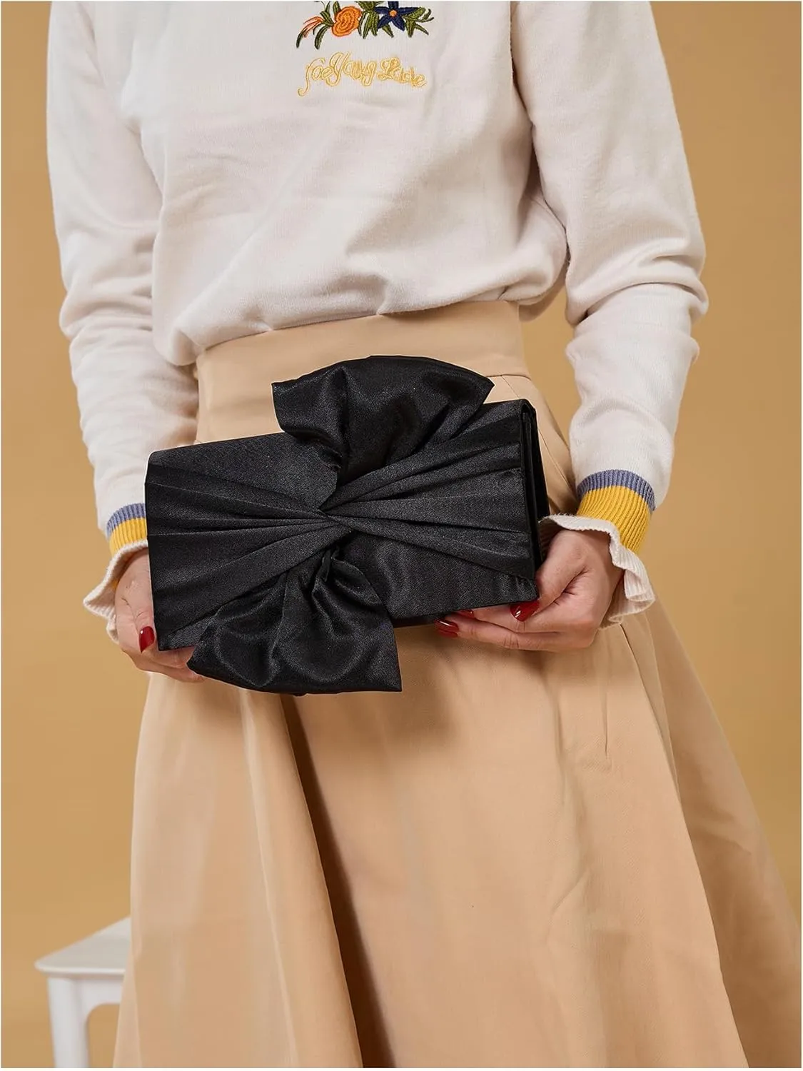 Verdusa Women's Twist Satin Clutch Evening Handbags Crossbody Bag Party Purses