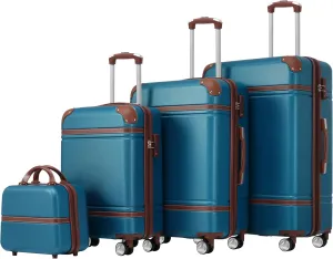 Versatile Hardshell Luggage Set with 4 Pieces - Lightweight Spinner Suitcases and Cosmetic Case, Blue