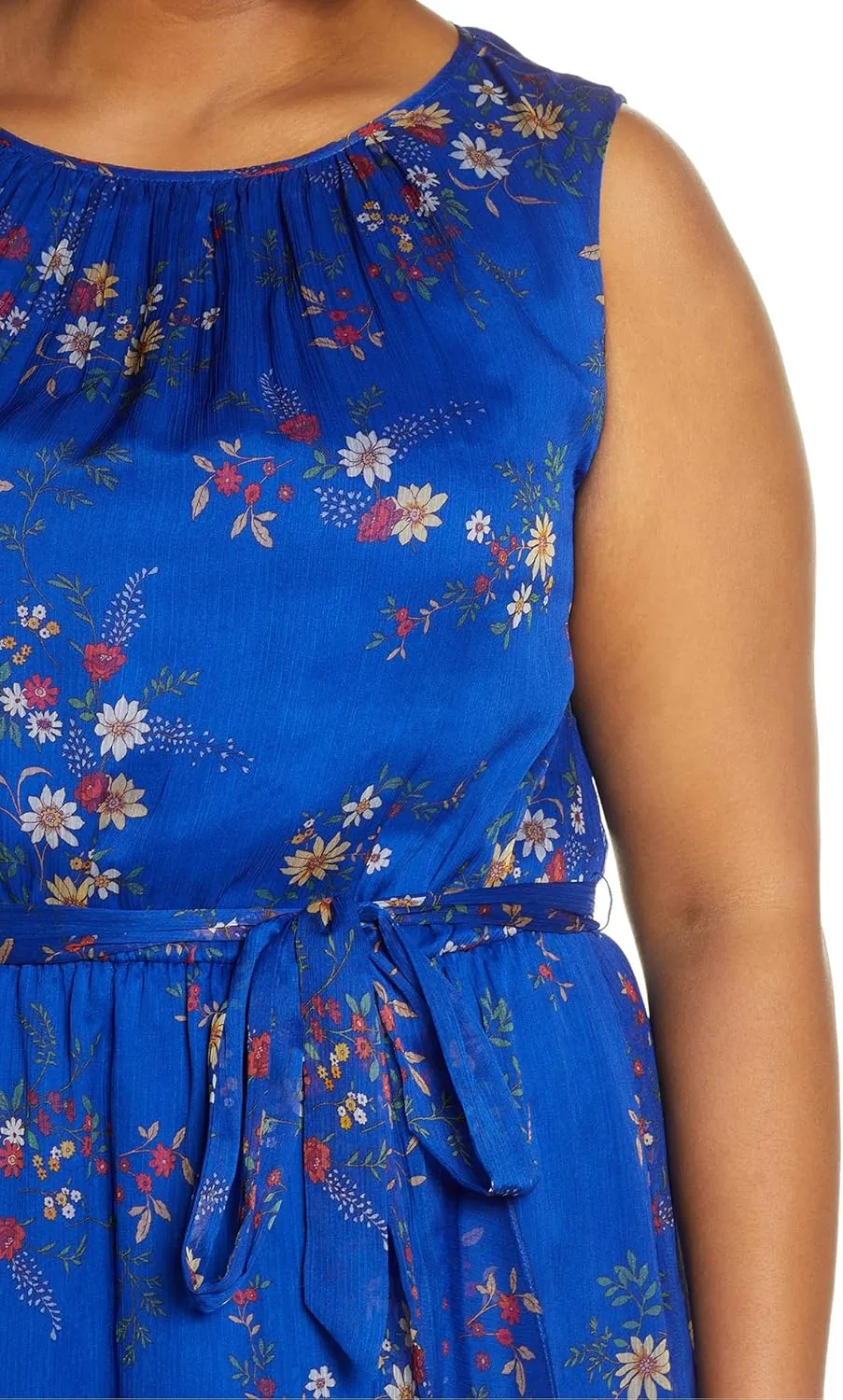 Vince Camuto Womens Plus Floral Midi Shift Dress Blue