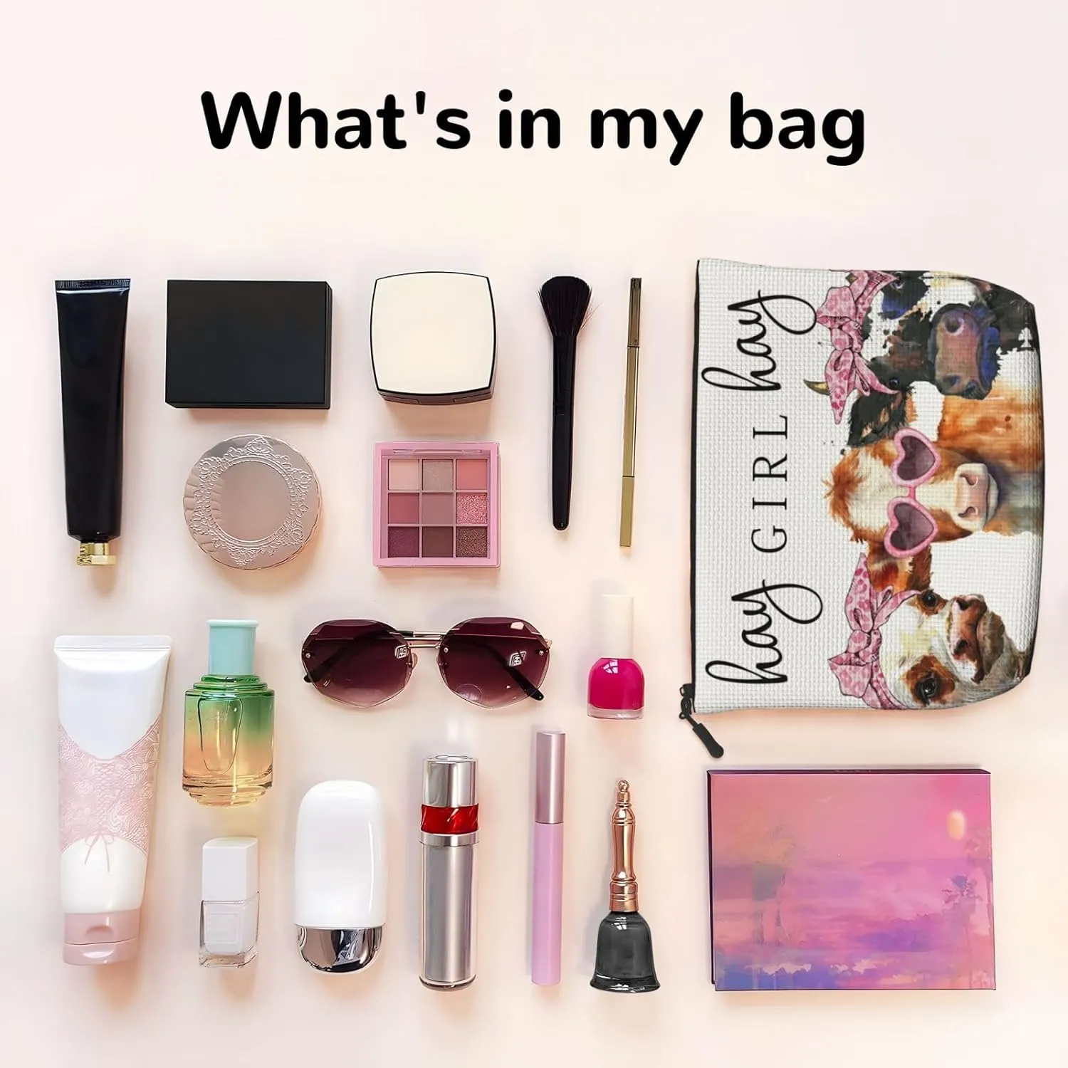Vintage Funny Cow Farm Animals Makeup Bag Travel Cosmetic Bag Organizer Toiletry Bag Make Up Bags For Women Girls Large Light