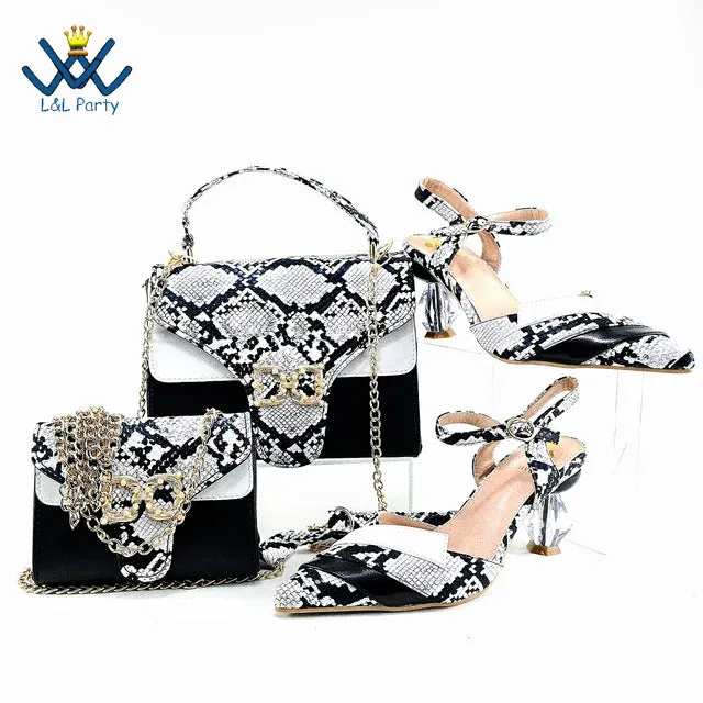 White Color Special African Fashion Design Shoes - Matching Bag Set