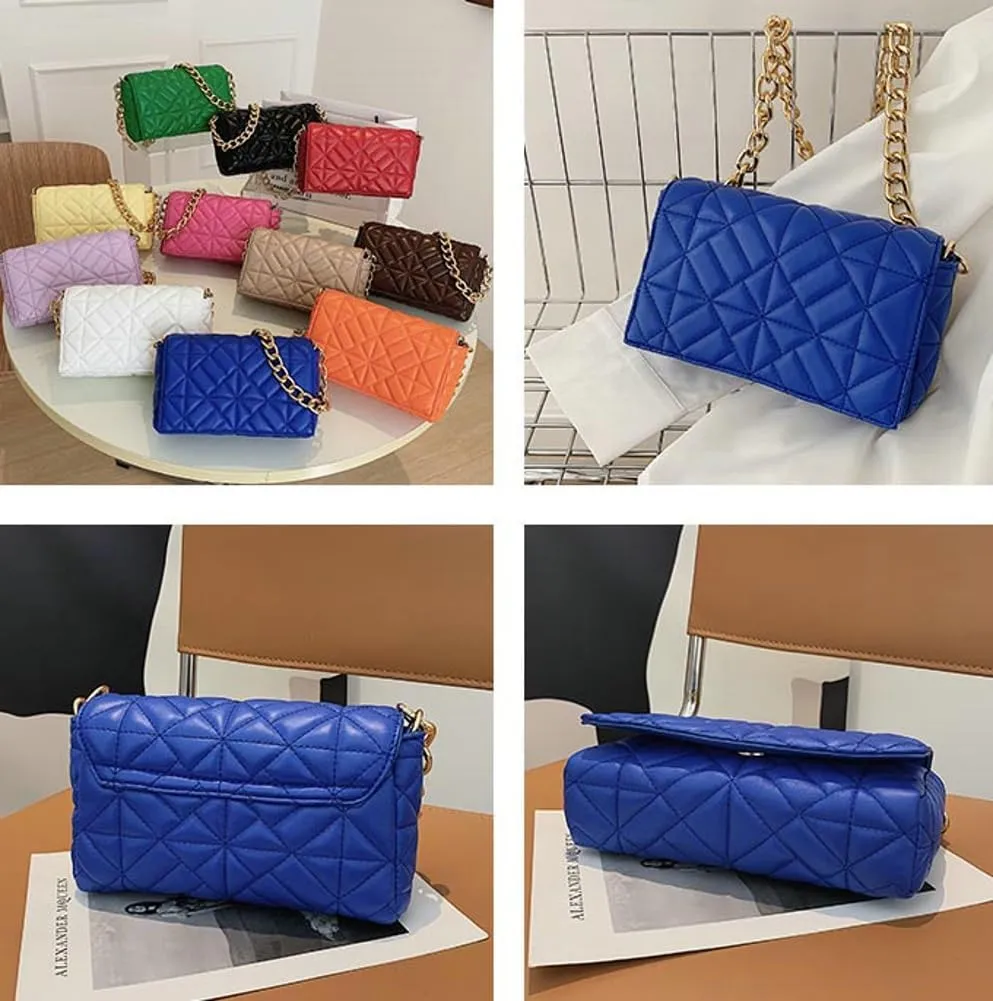 Women Small Quilted Crossbody Bags Stylish Designer Evening Bag Clutch Purses and Handbags with Chain Shoulder Strap