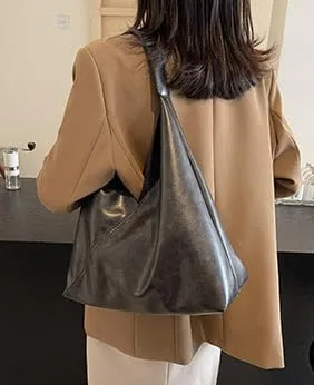 Women Vintage Shoulder Bag Tote Bag Hobo Bag Slouchy Satchel Purse Work Bag Large Capacity Commuter Bag Underarm Bag