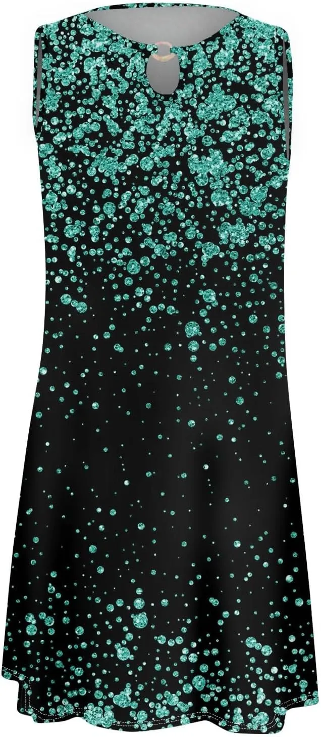 Women's 2024 Summer Floral Mini Dress Sleeveless Ruffle Boho Beach Vacation Short Tank Sundresses