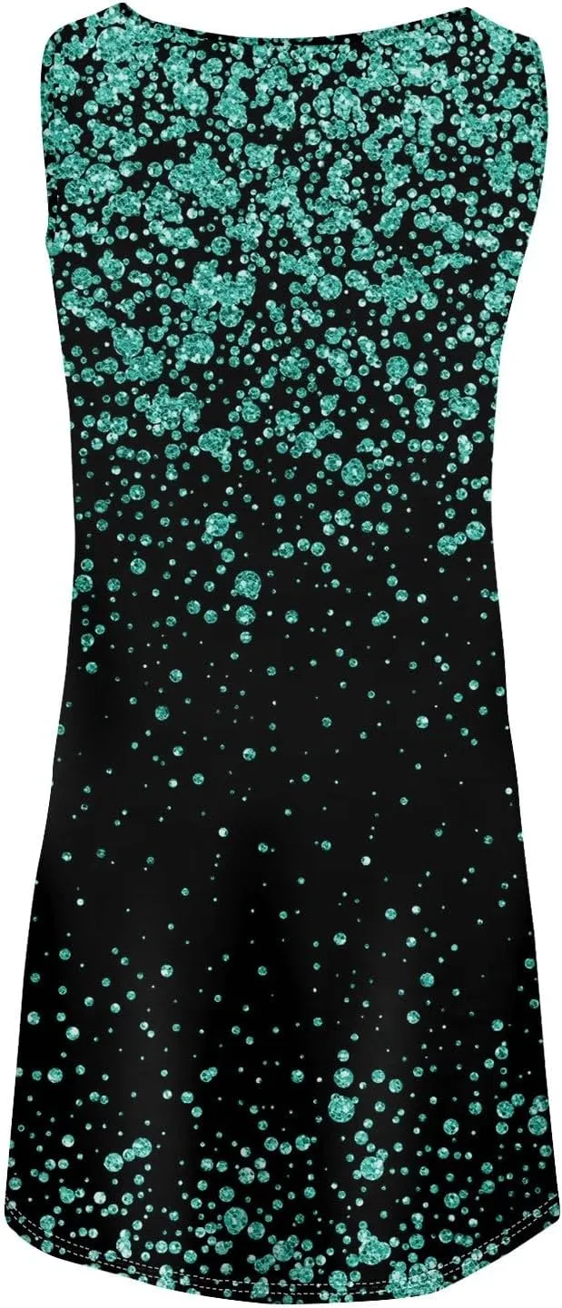 Women's 2024 Summer Floral Mini Dress Sleeveless Ruffle Boho Beach Vacation Short Tank Sundresses