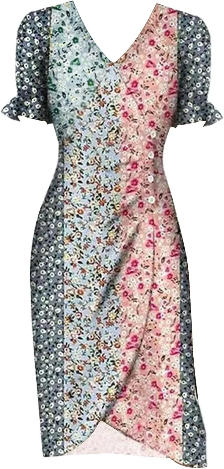 Womens 2025 Summer Dresses Floral Eyelet White Petite Sundresses Spring Midi Floral Maxi Church Work Vacation Dresses
