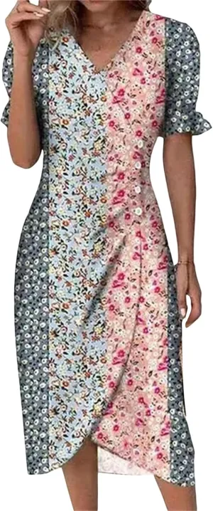 Womens 2025 Summer Dresses Floral Eyelet White Petite Sundresses Spring Midi Floral Maxi Church Work Vacation Dresses