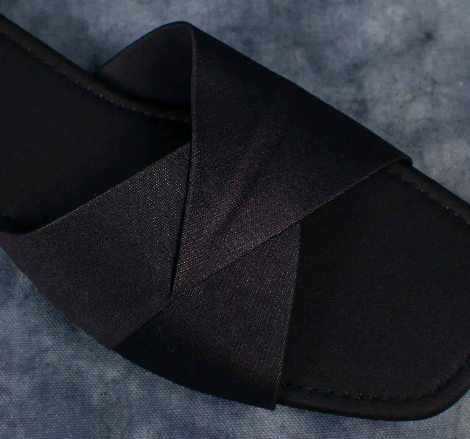 Women’s Black Satin Cross Strap Sandals