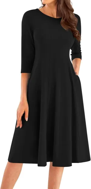 Womens Fall Fashion 2024 Elegant Dresses for Women Pleated Midi A Line Dress Semi Formal