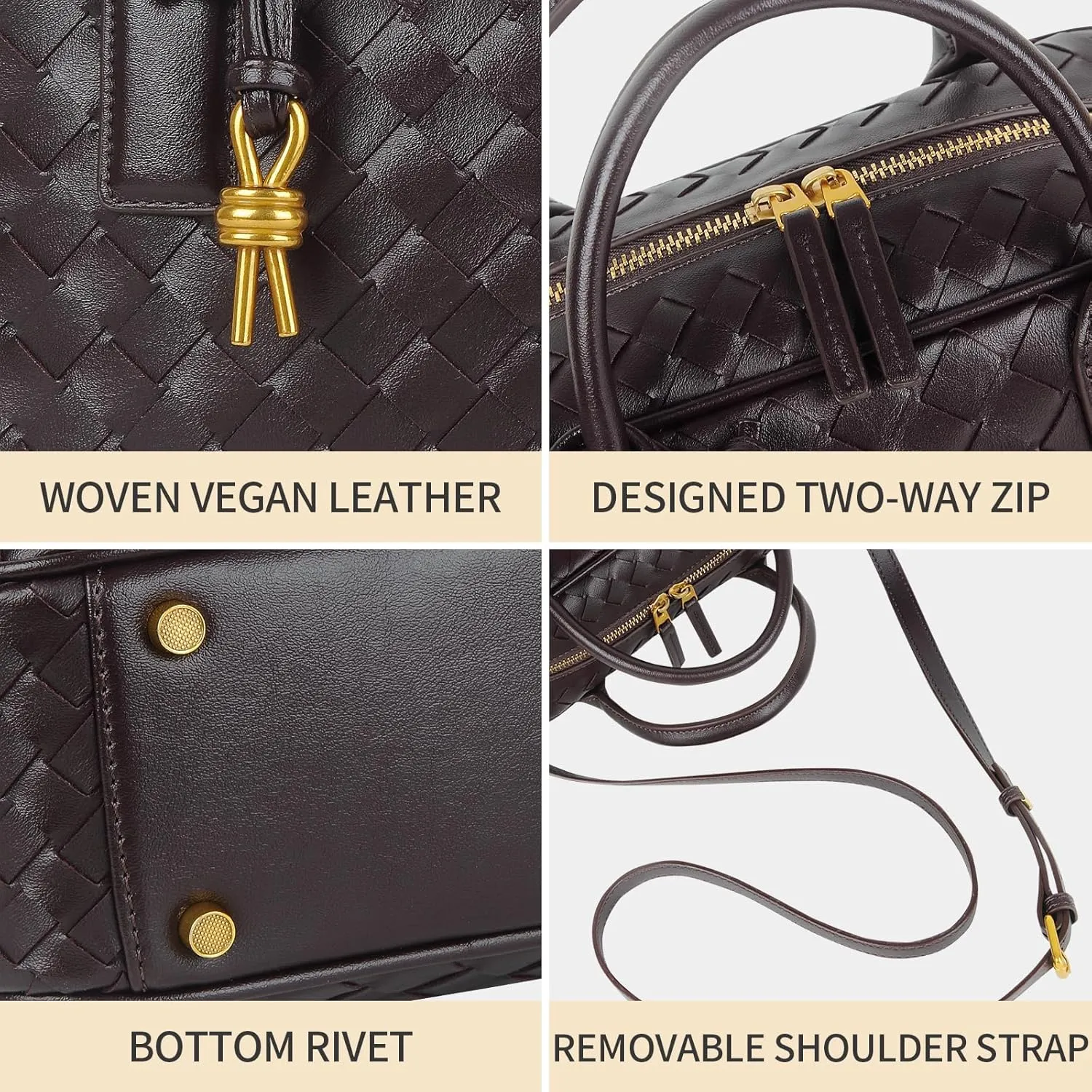 Women's Handmade Woven Top-handle Bag Fashion Leather Shoulder Handbag Crossbody Purse Woven Purse for Women