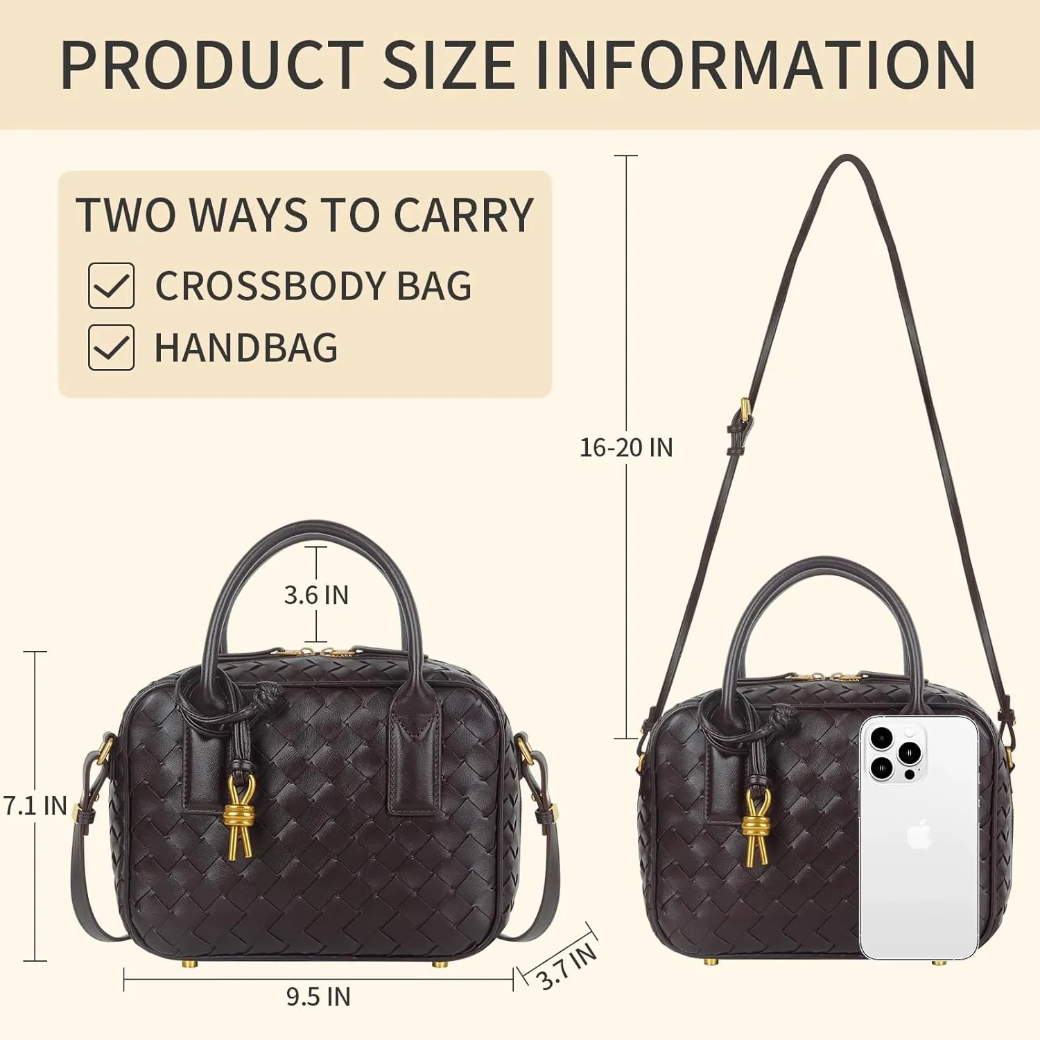 Women's Handmade Woven Top-handle Bag Fashion Leather Shoulder Handbag Crossbody Purse Woven Purse for Women