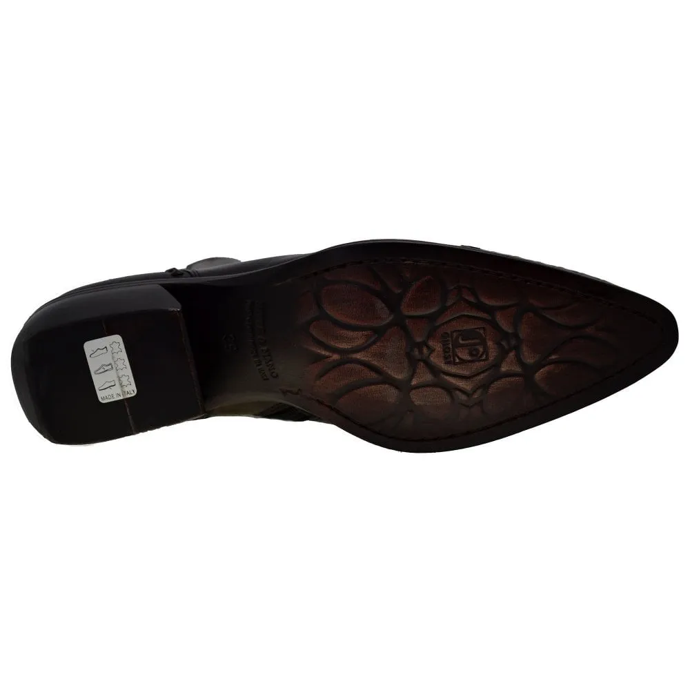Women's Italian Shoes Jo Ghost 3111 Brown Leather Print Lizard Boots available size 36