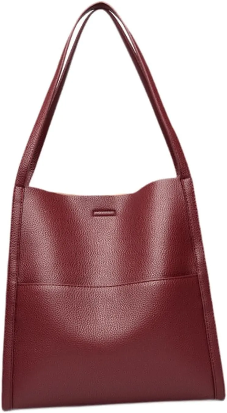 Women's Leather Shoulder Bag Satchel Trendy Bucket Bag for Outdoor Vacation Work