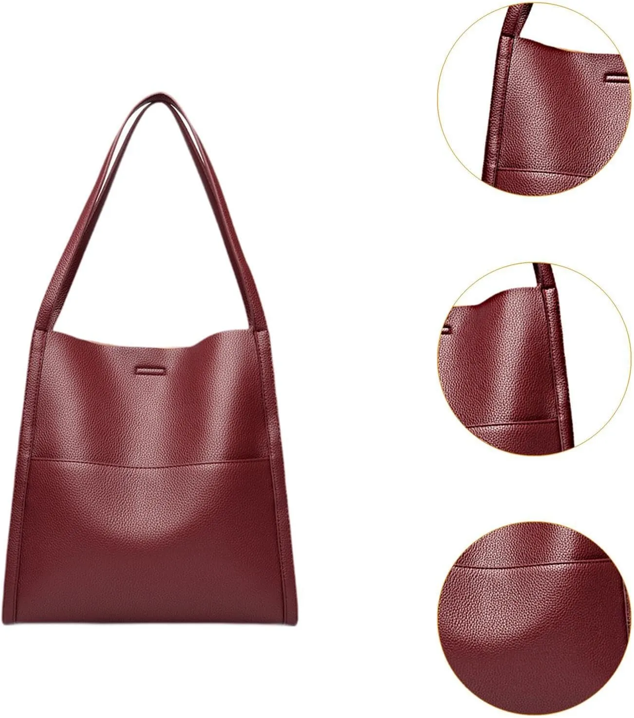 Women's Leather Shoulder Bag Satchel Trendy Bucket Bag for Outdoor Vacation Work