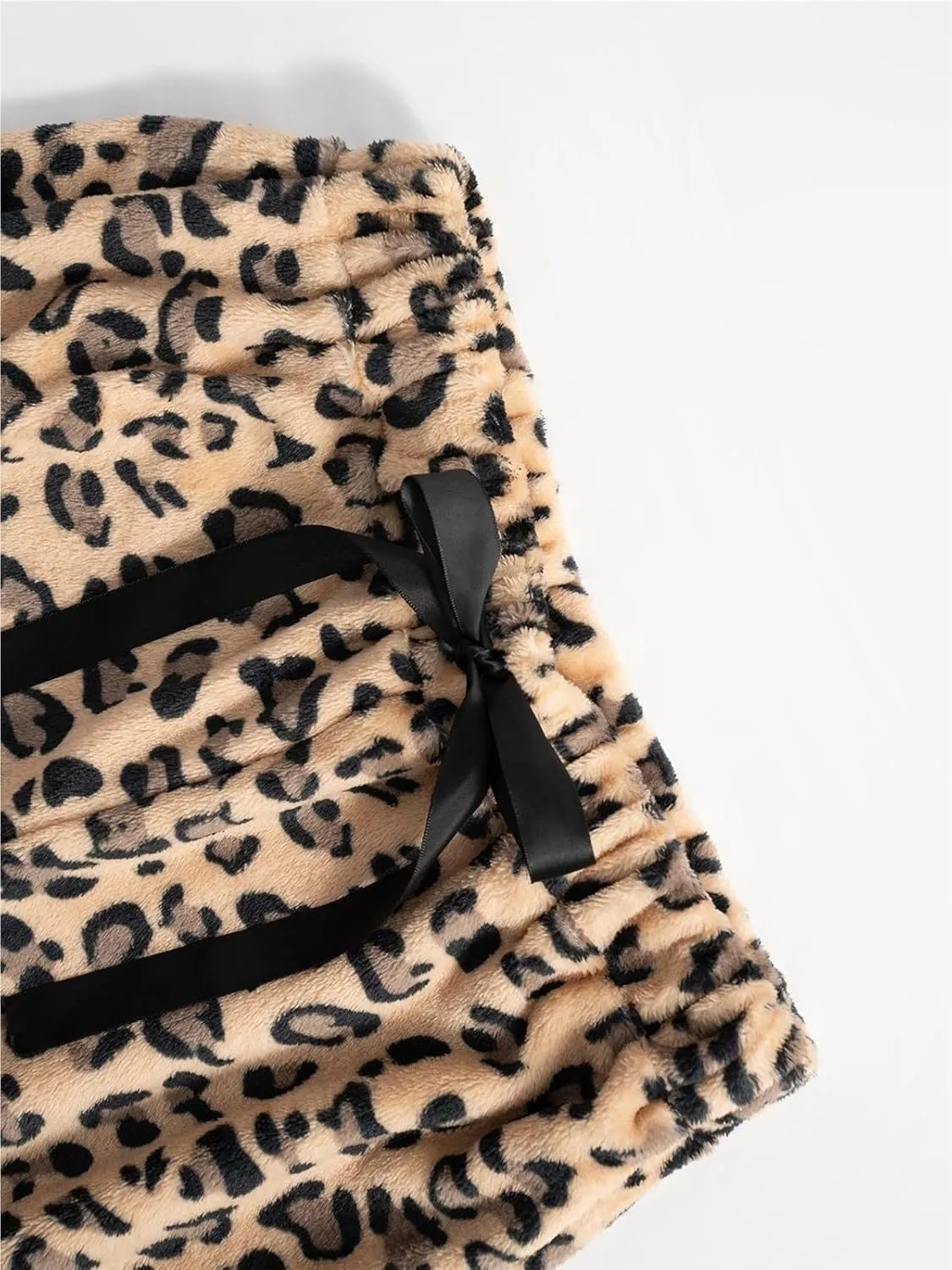 Women's Leopard Print Elastic High Waist Pockets Loose Casual Trousers Printed Pants Stylish Boyfriend Wide Leg Pants