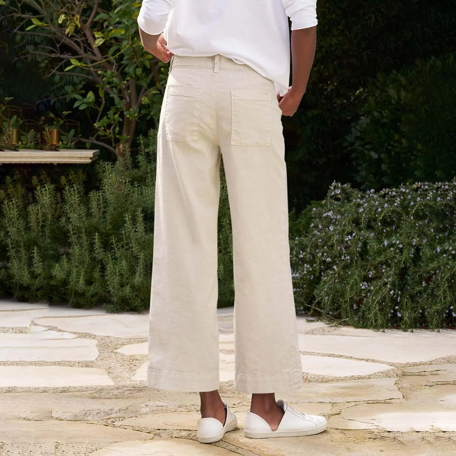 Women's Pants, Straight Leg Linen Peasant Pants Casual Sweatpants Wide Stretchy Trendy