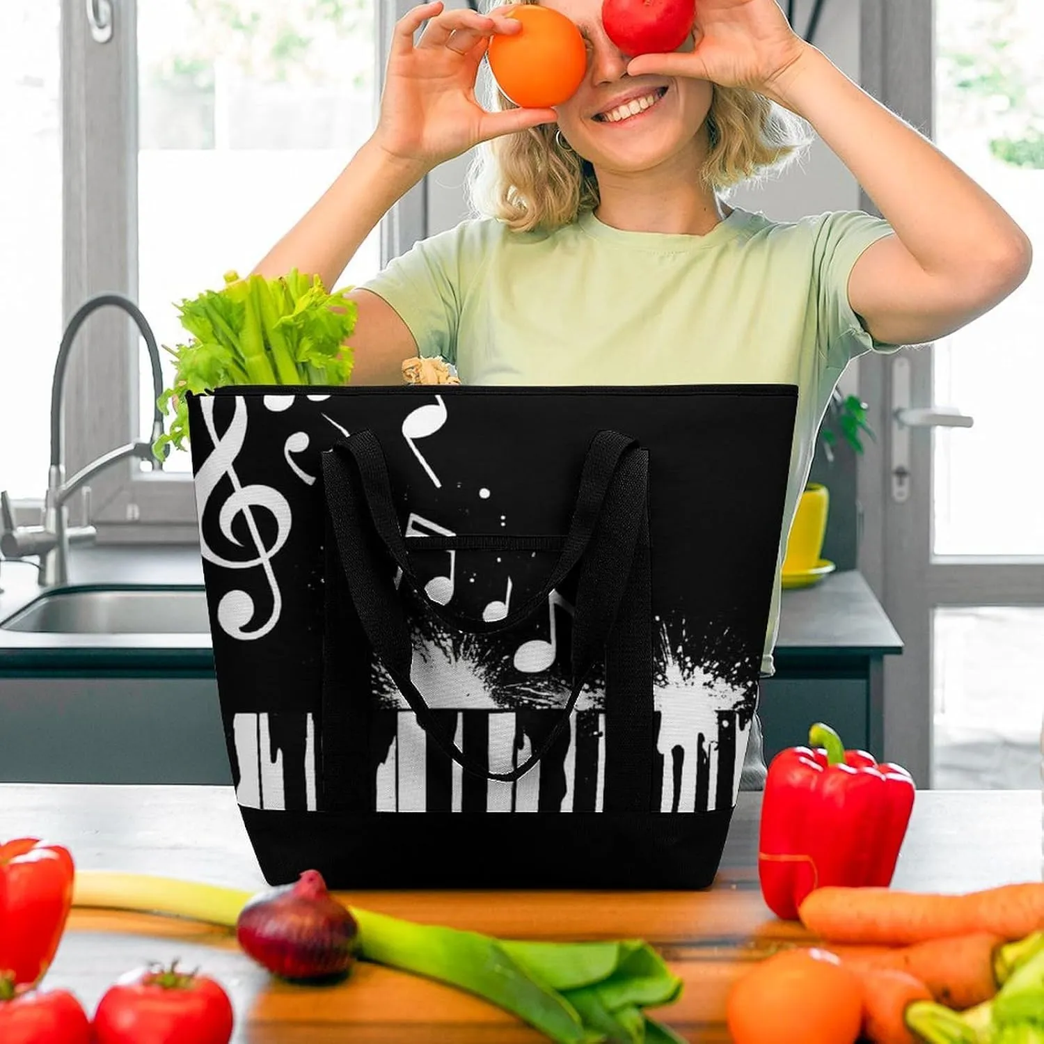 Women's Spacious Thermal Shoulder Bag Stylish Insulated Shopping Tote