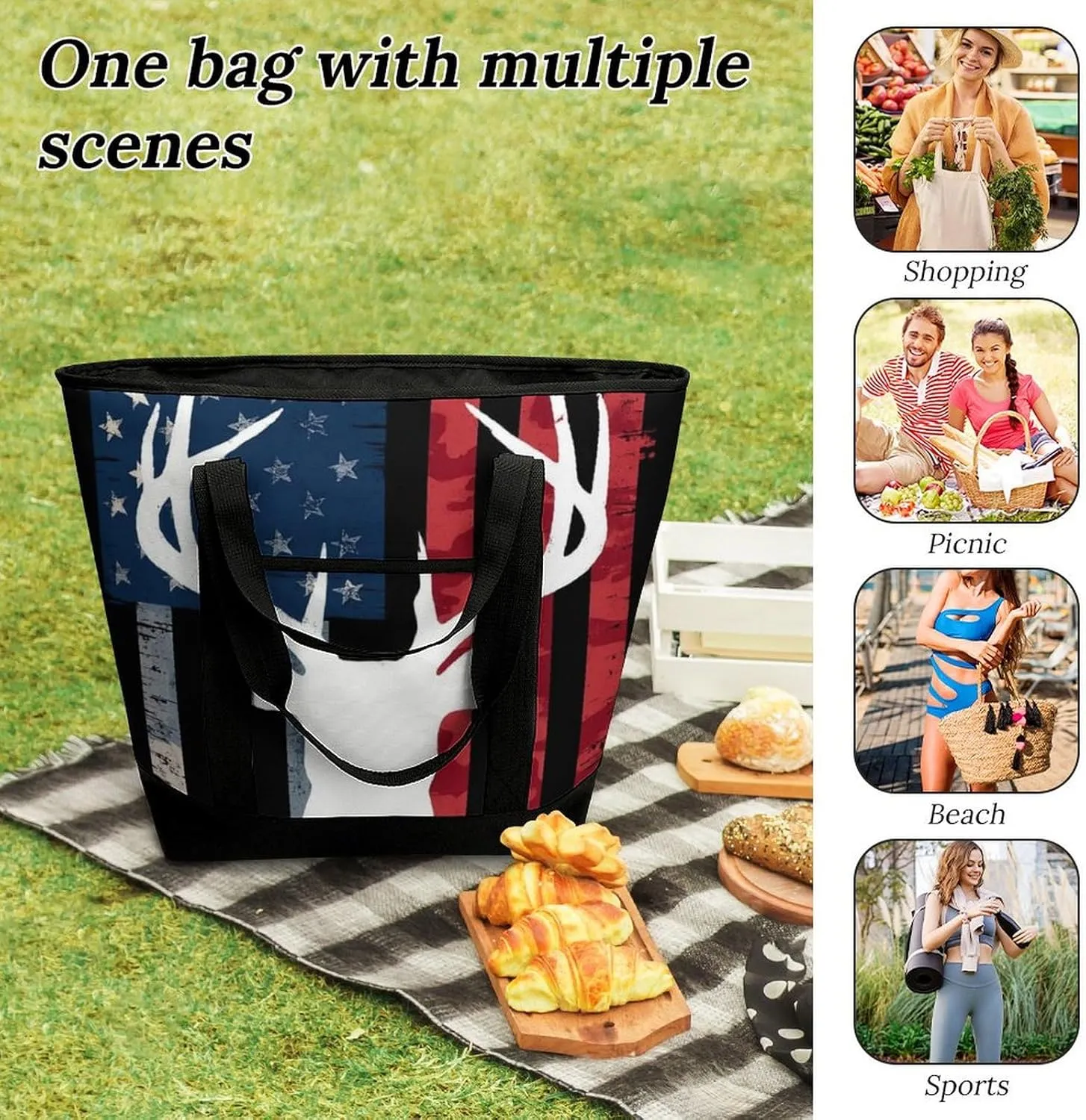 Women's Spacious Thermal Shoulder Bag Stylish Insulated Shopping Tote