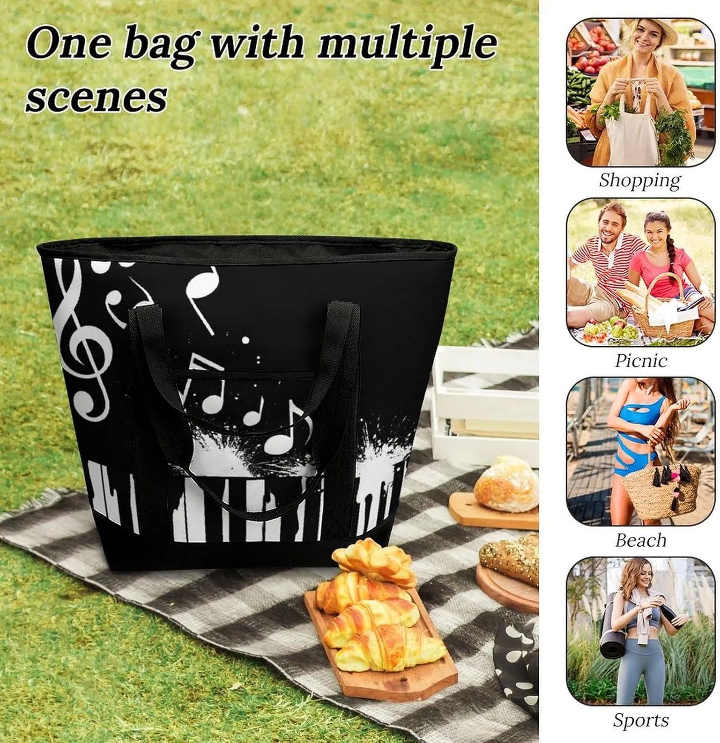 Women's Spacious Thermal Shoulder Bag Stylish Insulated Shopping Tote