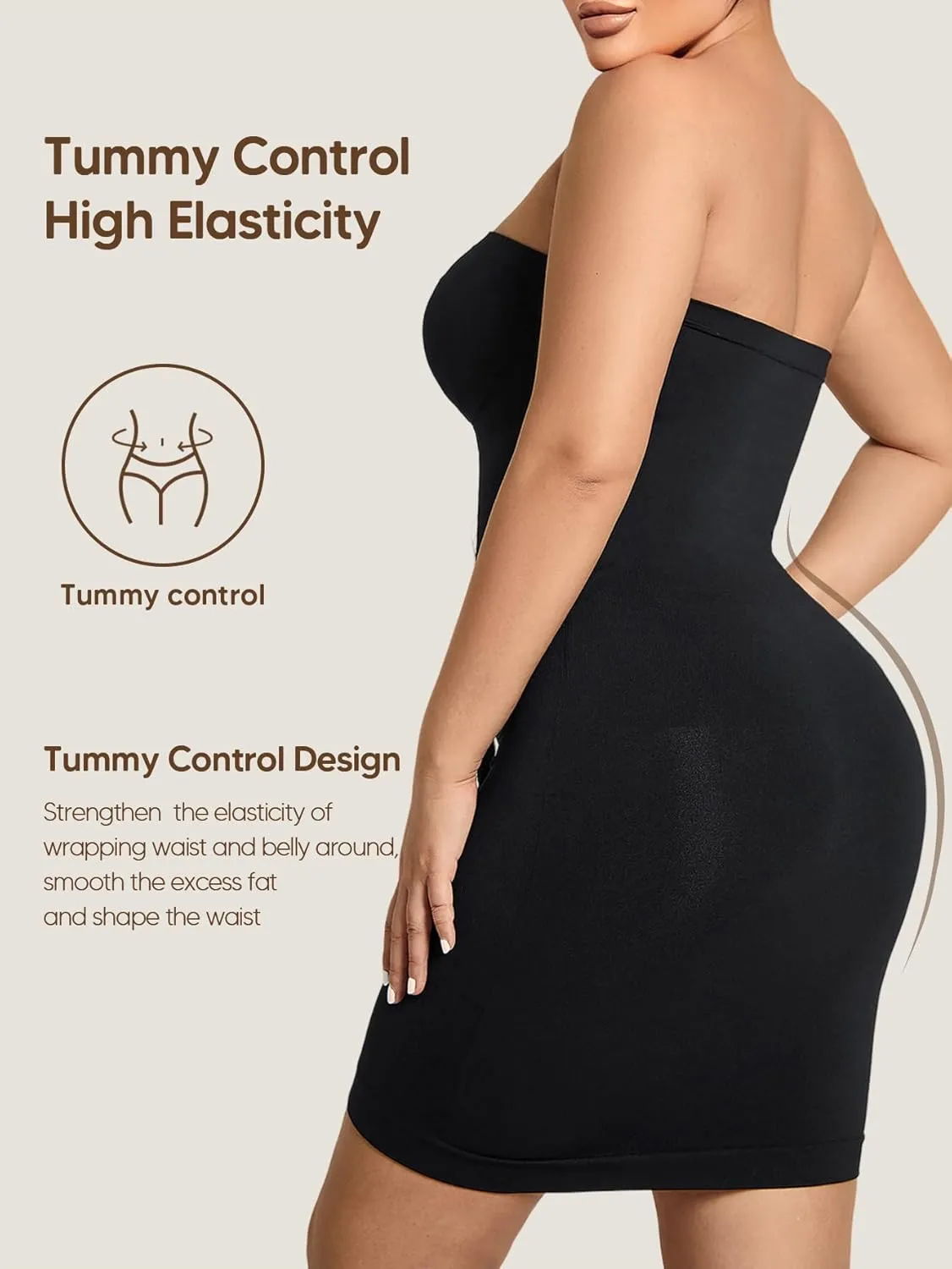 Women's Strapless Full Body Slip Shaper Seamless Smoother Tube Slip Under Dresses
