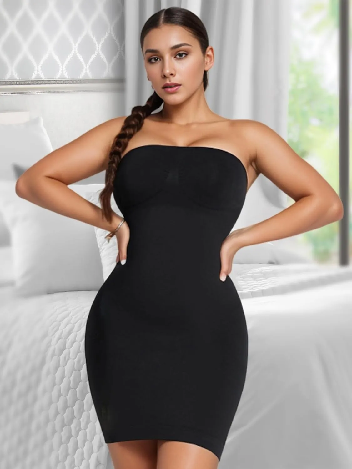 Women's Strapless Full Body Slip Shaper Seamless Smoother Tube Slip Under Dresses