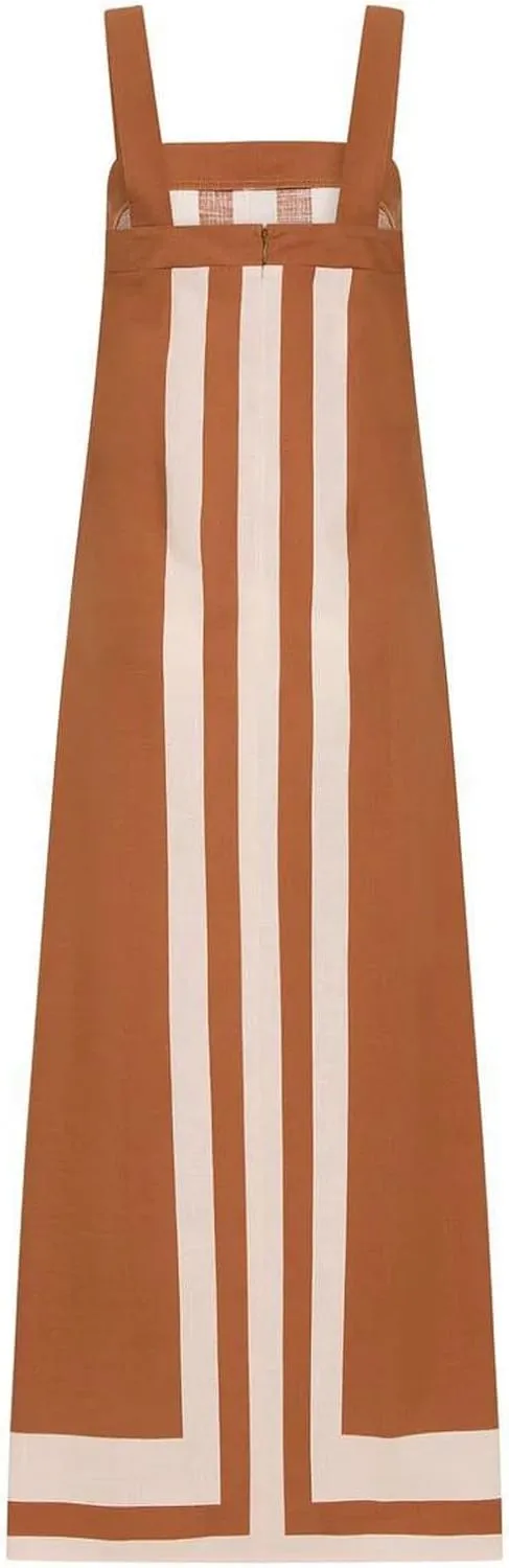 Womens Summer Maxi Dress Boho Striped Shoulder Strap Long Sundress Summer 2025 Color Blocked Beach Cover Up Dress