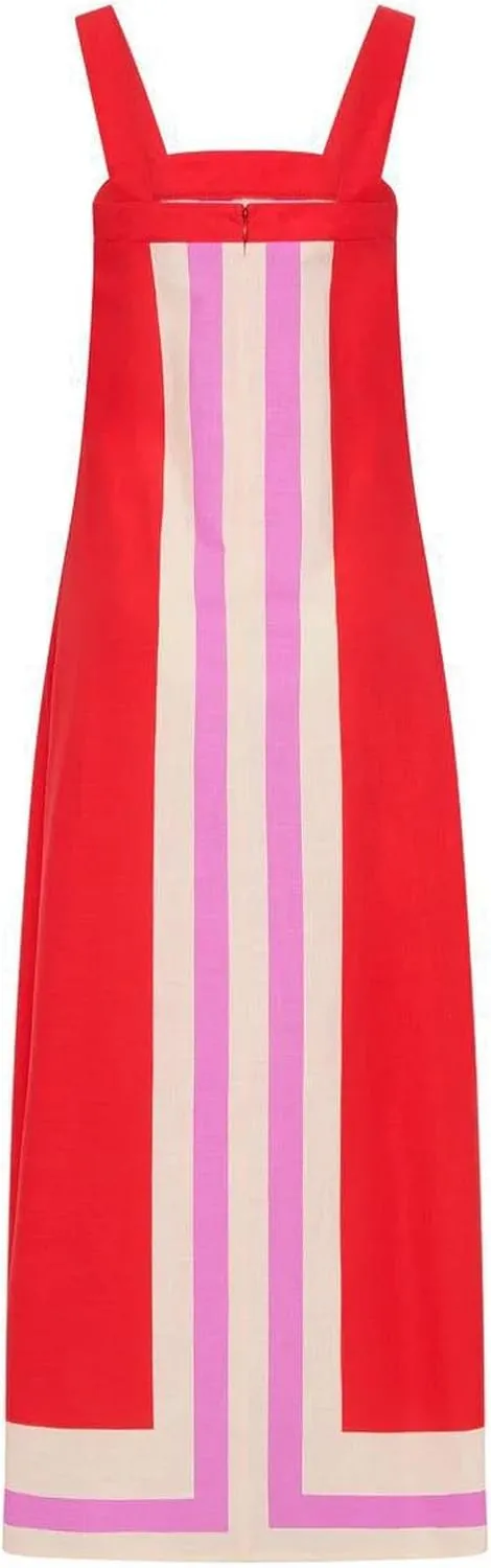 Womens Summer Maxi Dress Boho Striped Shoulder Strap Long Sundress Summer 2025 Color Blocked Beach Cover Up Dress