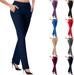 Work Pants Women Long High Waist Business Casual Skinny Slacks Pull On Straight Leg Yoga Trousers Relaxed Fit Pants