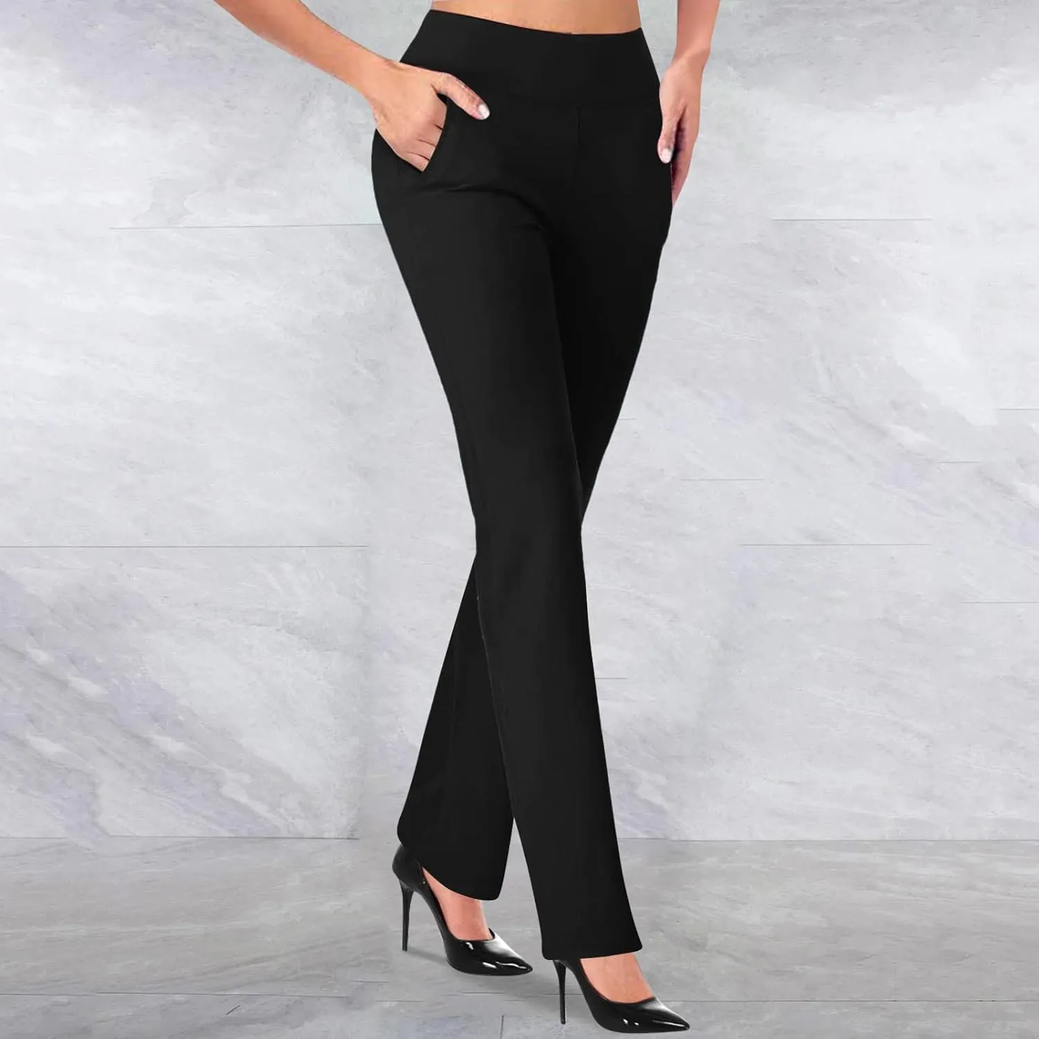 Work Pants Women Long High Waist Business Casual Skinny Slacks Pull On Straight Leg Yoga Trousers Relaxed Fit Pants