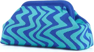 Woven Clutch Purses for Woman, Woven Striped Dumpling Bag,Crochet Evening Bags