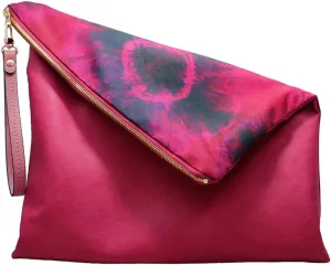 Wristlet Clutch Bag Two-Sided Fold Over Clutch For Women Tie-Dye Pattern Casual Clutch, Oeko-Tex Certified Vegan Leather