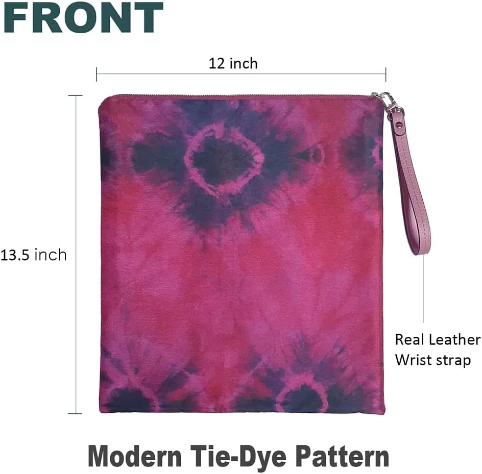 Wristlet Clutch Bag Two-Sided Fold Over Clutch For Women Tie-Dye Pattern Casual Clutch, Oeko-Tex Certified Vegan Leather