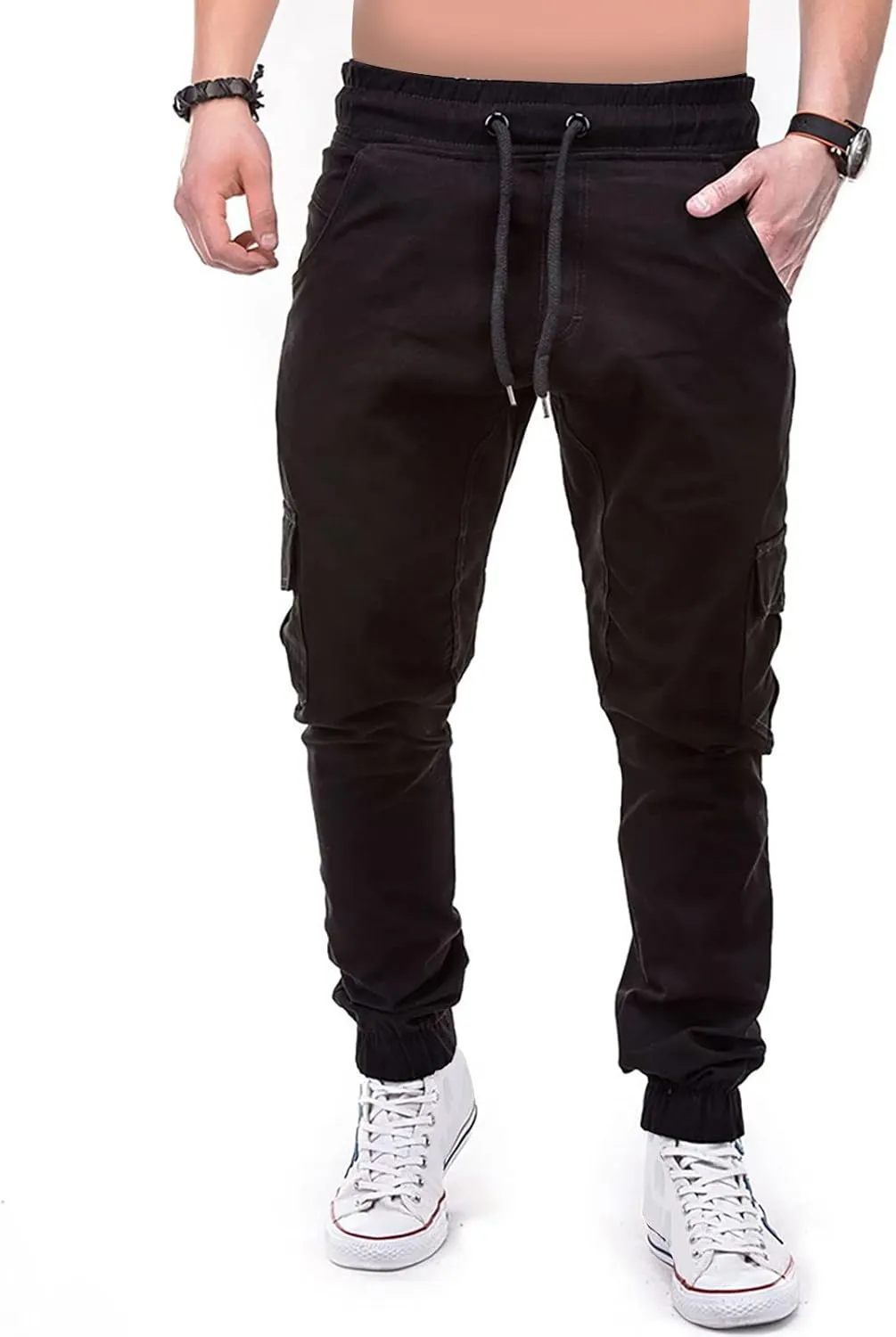 Ymosrh Mens Pants Relaxed Fit Solid Color Ripped Holes Frayed Gradient Washed Trousers Men's Chino Pants Regular