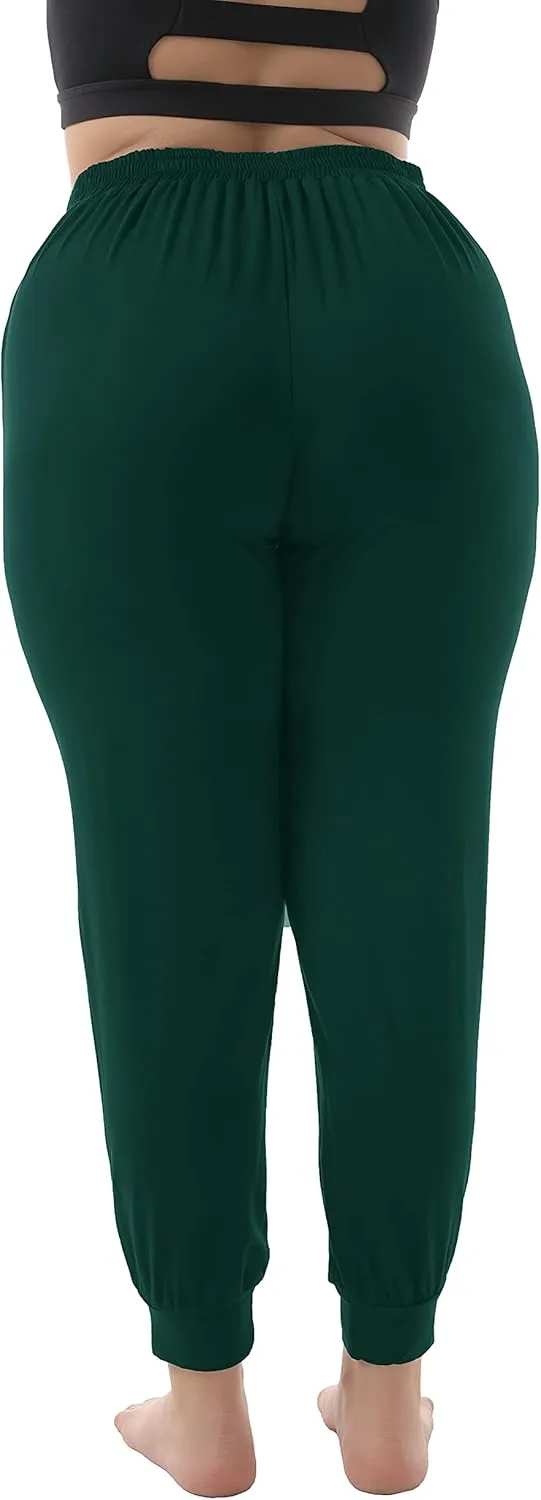 ZERDOCEAN Women's Plus Size Casual Lounge Pants Stretchy Relaxed Jogger Yoga Pants with Pockets