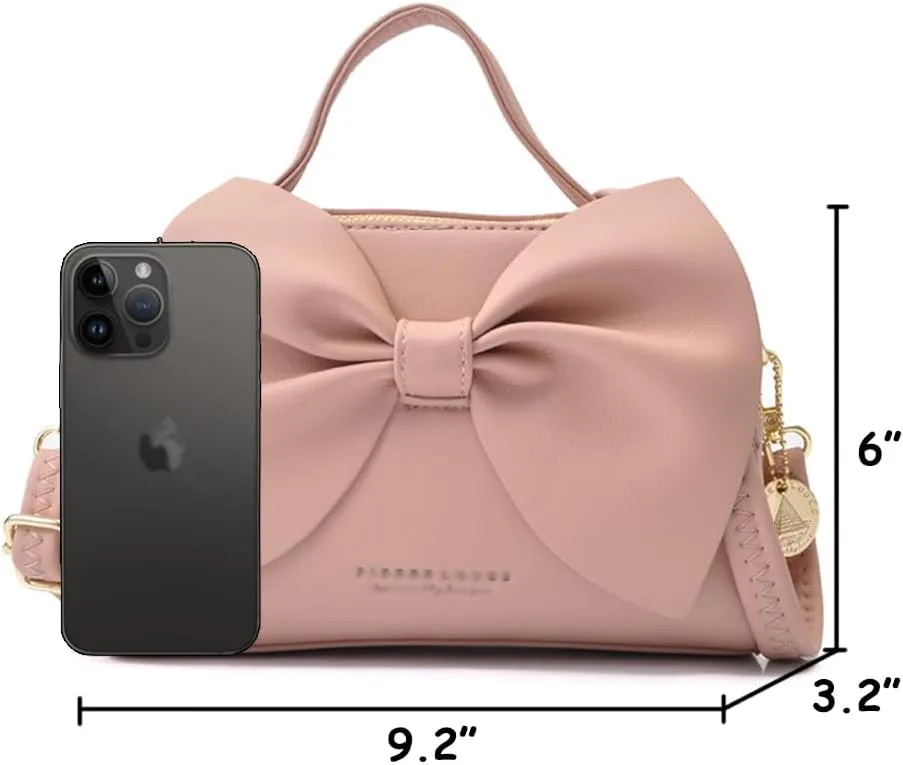 ZiMing Crossbody Bag for Women Vegan Leather Purse Small Satchel Handbags Bowknot Bags Shoulder Crossbody Bag Zip Pockets Bag