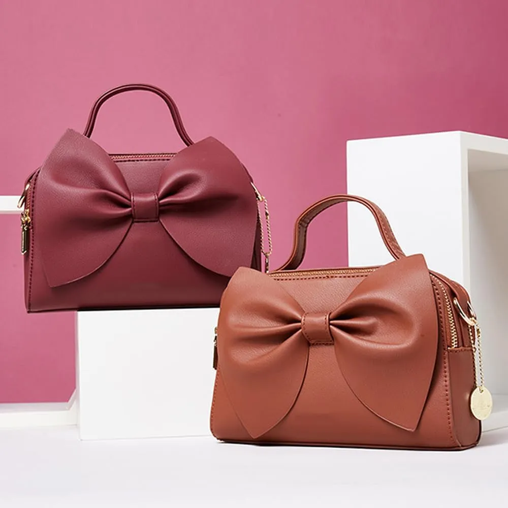 ZiMing Crossbody Bag for Women Vegan Leather Purse Small Satchel Handbags Bowknot Bags Shoulder Crossbody Bag Zip Pockets Bag