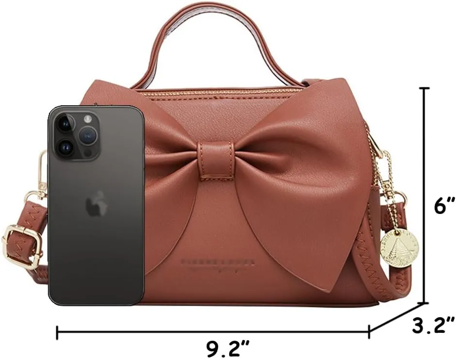 ZiMing Crossbody Bag for Women Vegan Leather Purse Small Satchel Handbags Bowknot Bags Shoulder Crossbody Bag Zip Pockets Bag
